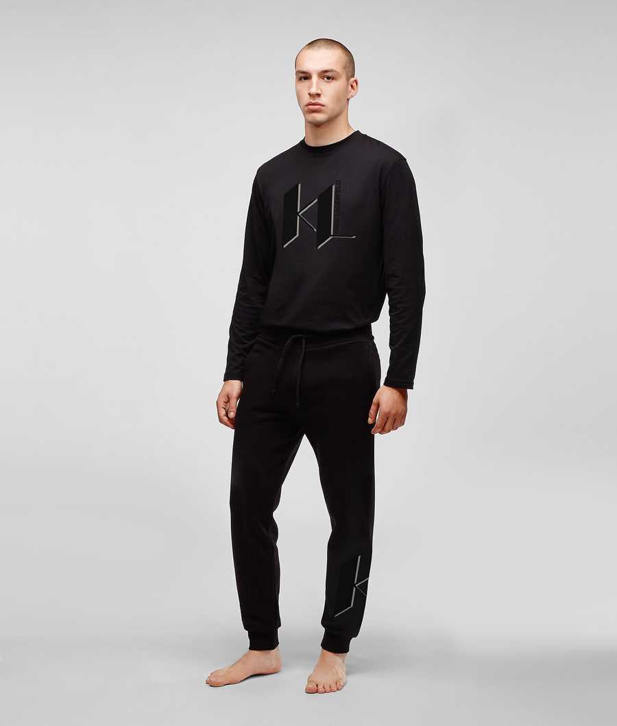 Black Men\'s Karl Lagerfeld Kl Monogram Loungewear Joggers Loungewear | AE685HCIM