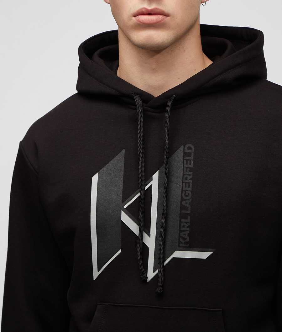 Black Men's Karl Lagerfeld Kl Monogram Loungewear Hoodie Loungewear | AE893VGLR