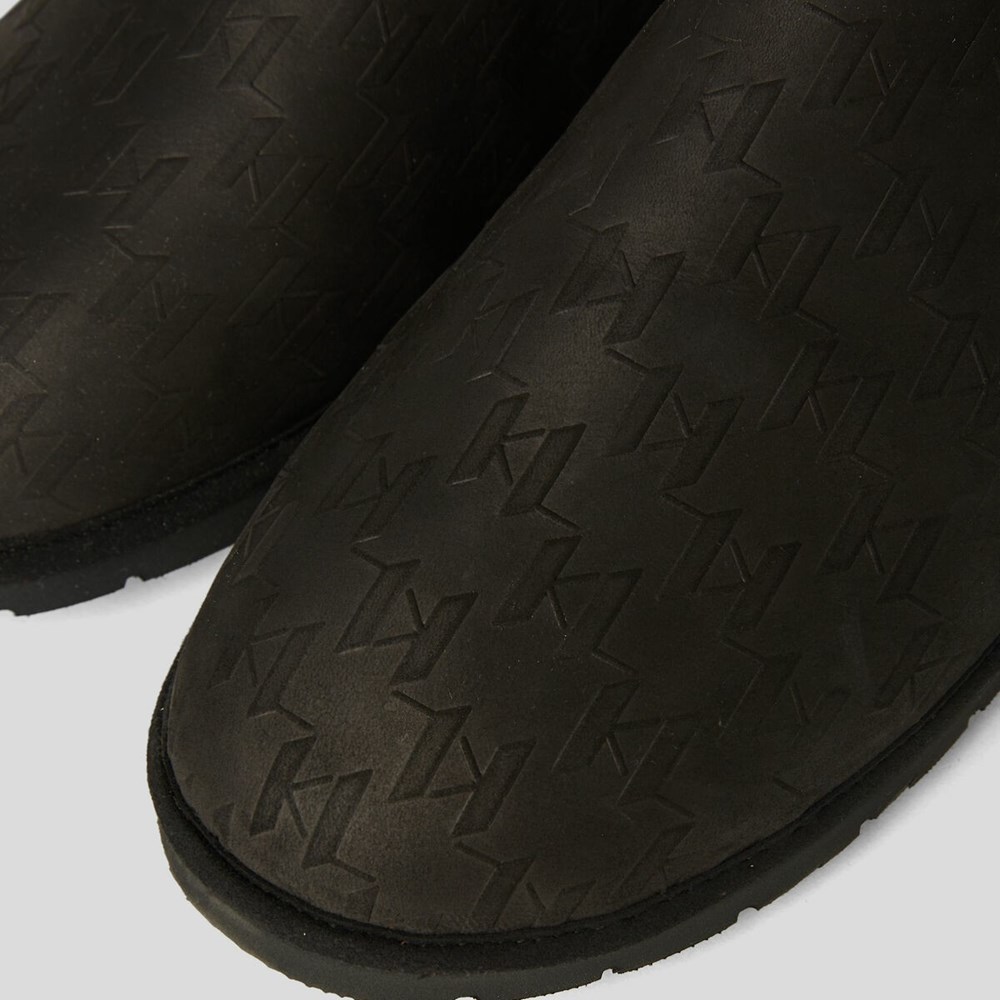 Black Men's Karl Lagerfeld Kl Monogram Salon Slippers Sandals & Flats | AE715JXWK