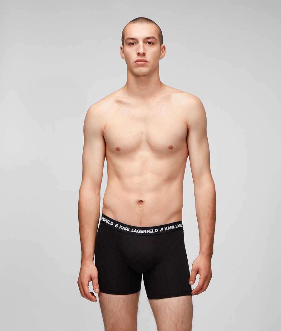 Black Men's Karl Lagerfeld Kl Monogram Trunks – 3 Pack Underwear | AE214LHXC