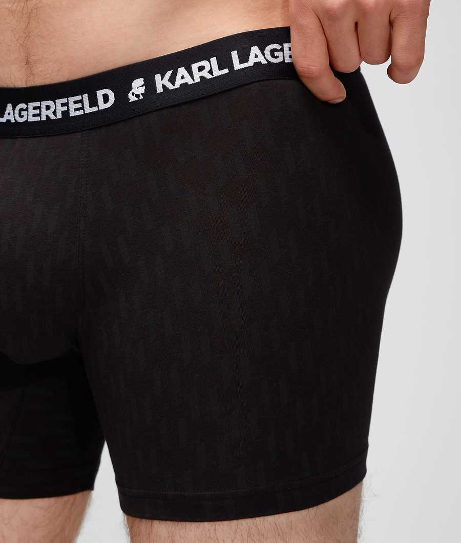 Black Men's Karl Lagerfeld Kl Monogram Trunks – 3 Pack Underwear | AE214LHXC