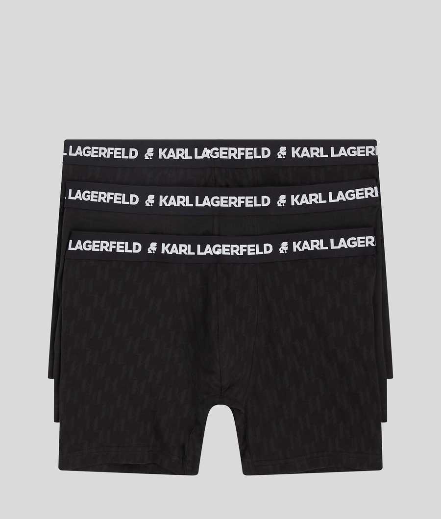 Black Men\'s Karl Lagerfeld Kl Monogram Trunks – 3 Pack Underwear | AE214LHXC