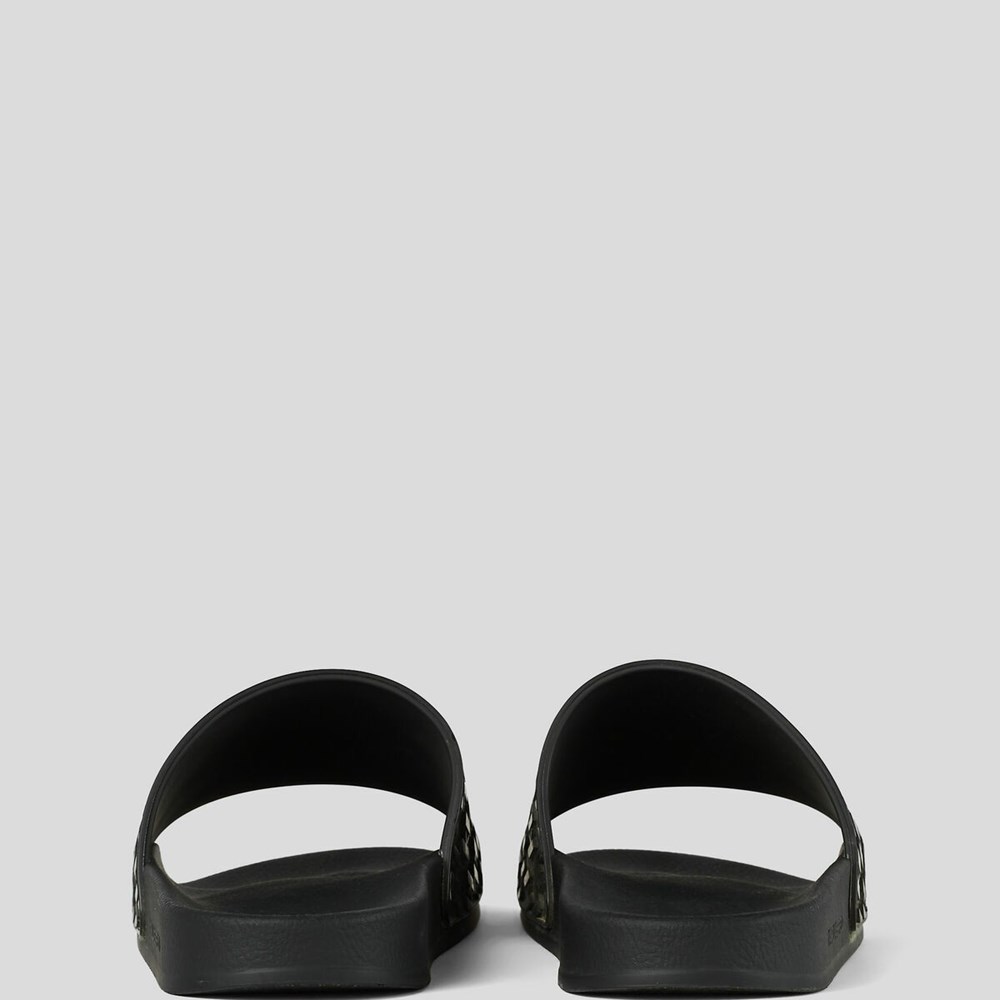 Black Men's Karl Lagerfeld Kondo Monogram Slide Sandals & Flats | AE721IGDO