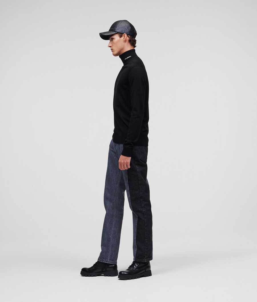 Black Men's Karl Lagerfeld Lightweight Merino Wool Knitwear | AE153LYHU