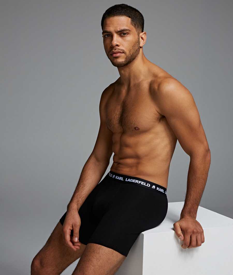 Black Men's Karl Lagerfeld Logo Boxers - 3 Pack Underwear | AE015DMTR