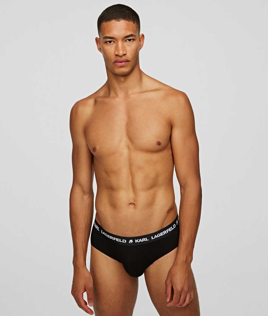 Black Men's Karl Lagerfeld Logo Briefs - 7 Pack Underwear | AE915QFPL