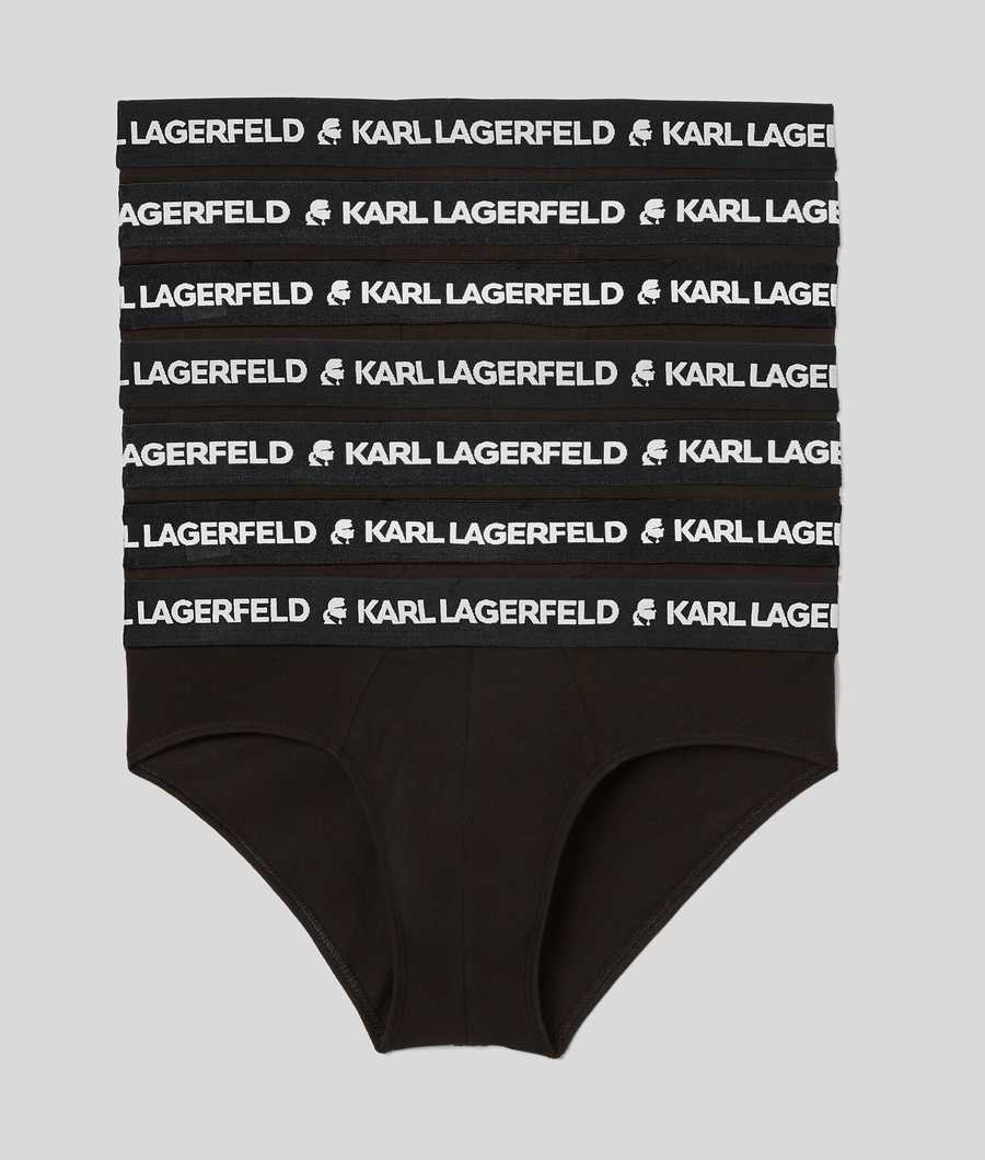 Black Men\'s Karl Lagerfeld Logo Briefs - 7 Pack Underwear | AE915QFPL