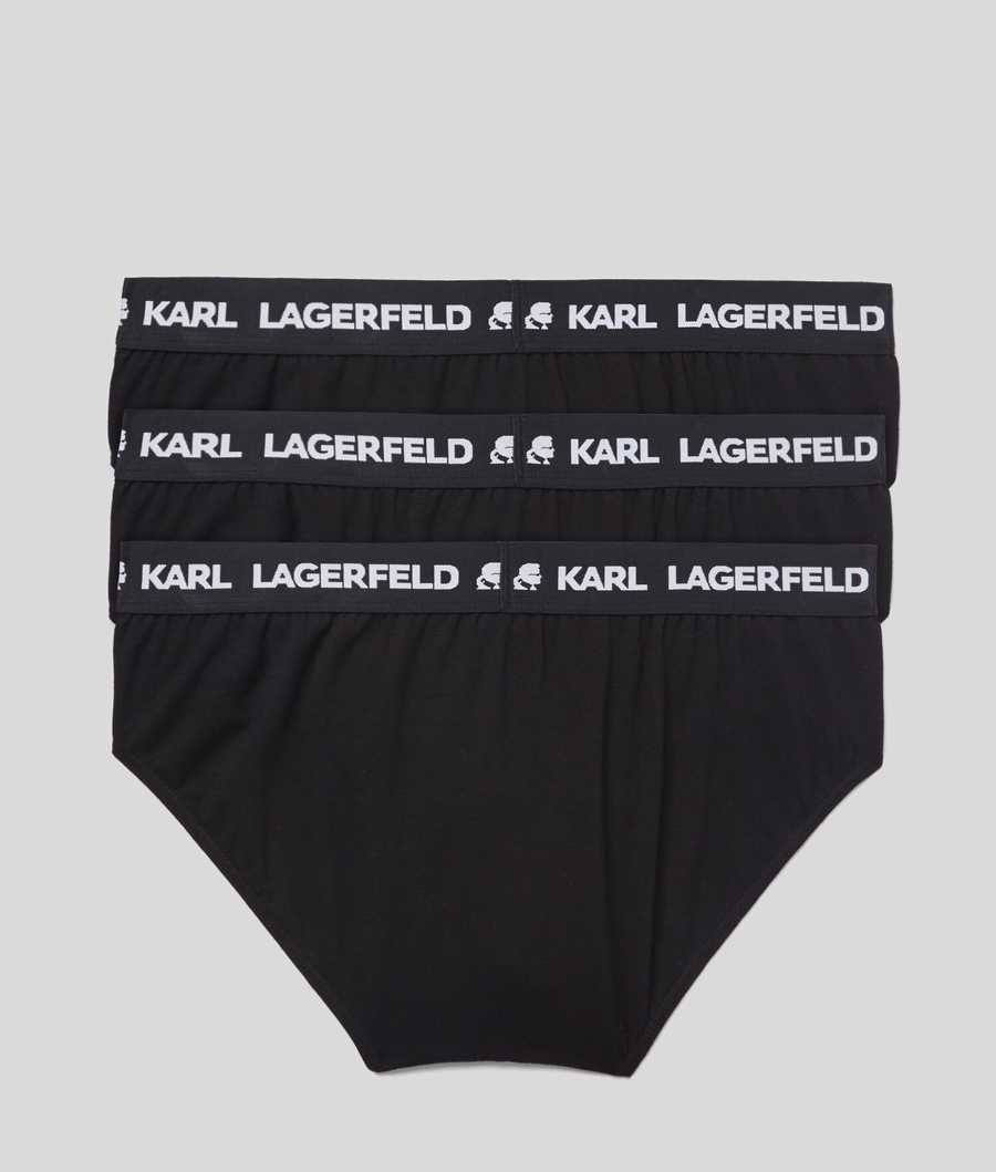 Black Men's Karl Lagerfeld Logo Briefs 3-pack Underwear | AE516NAUQ