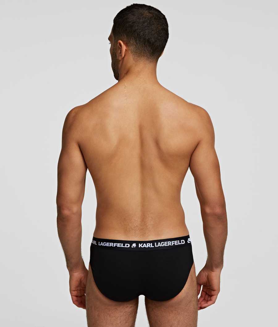 Black Men's Karl Lagerfeld Logo Briefs 3-pack Underwear | AE516NAUQ