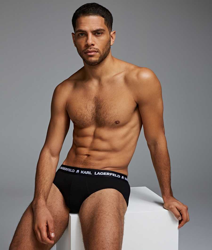 Black Men's Karl Lagerfeld Logo Briefs 3-pack Underwear | AE516NAUQ