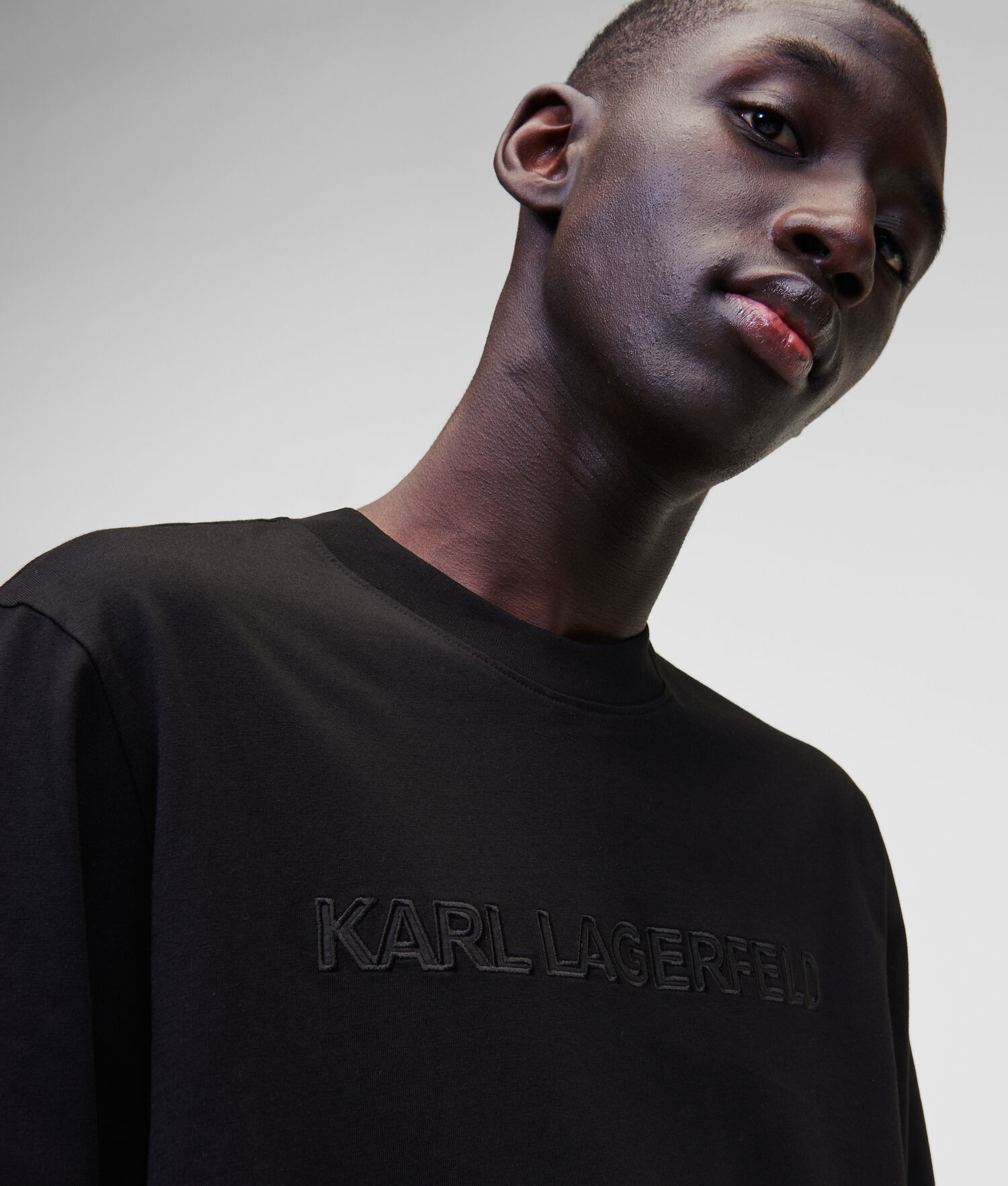 Black Men's Karl Lagerfeld Long-sleeved Karl Logo T-Shirts | AE198CFUG