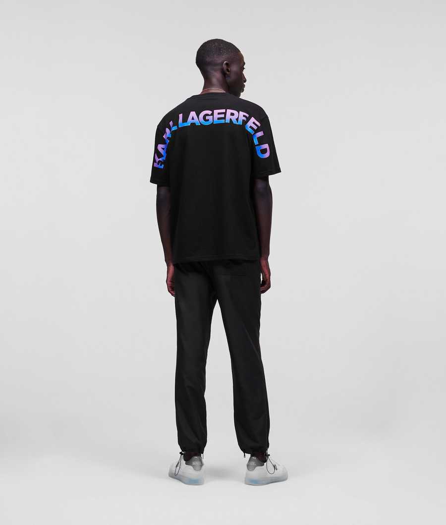 Black Men's Karl Lagerfeld Ombré Karl Logo T-Shirts | AE147PFIA