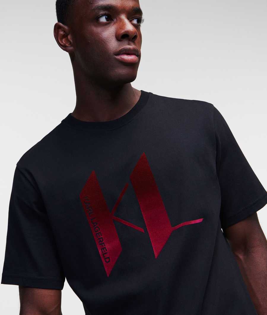 Black Men's Karl Lagerfeld Ombré Karl Monogram T-Shirts | AE762PZMR