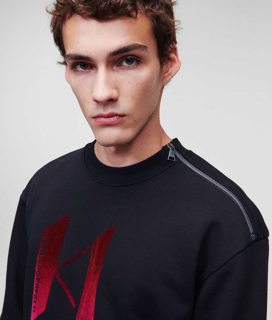 Black Men's Karl Lagerfeld Ombré Karl Monogram Sweatshirts | AE953ENJB