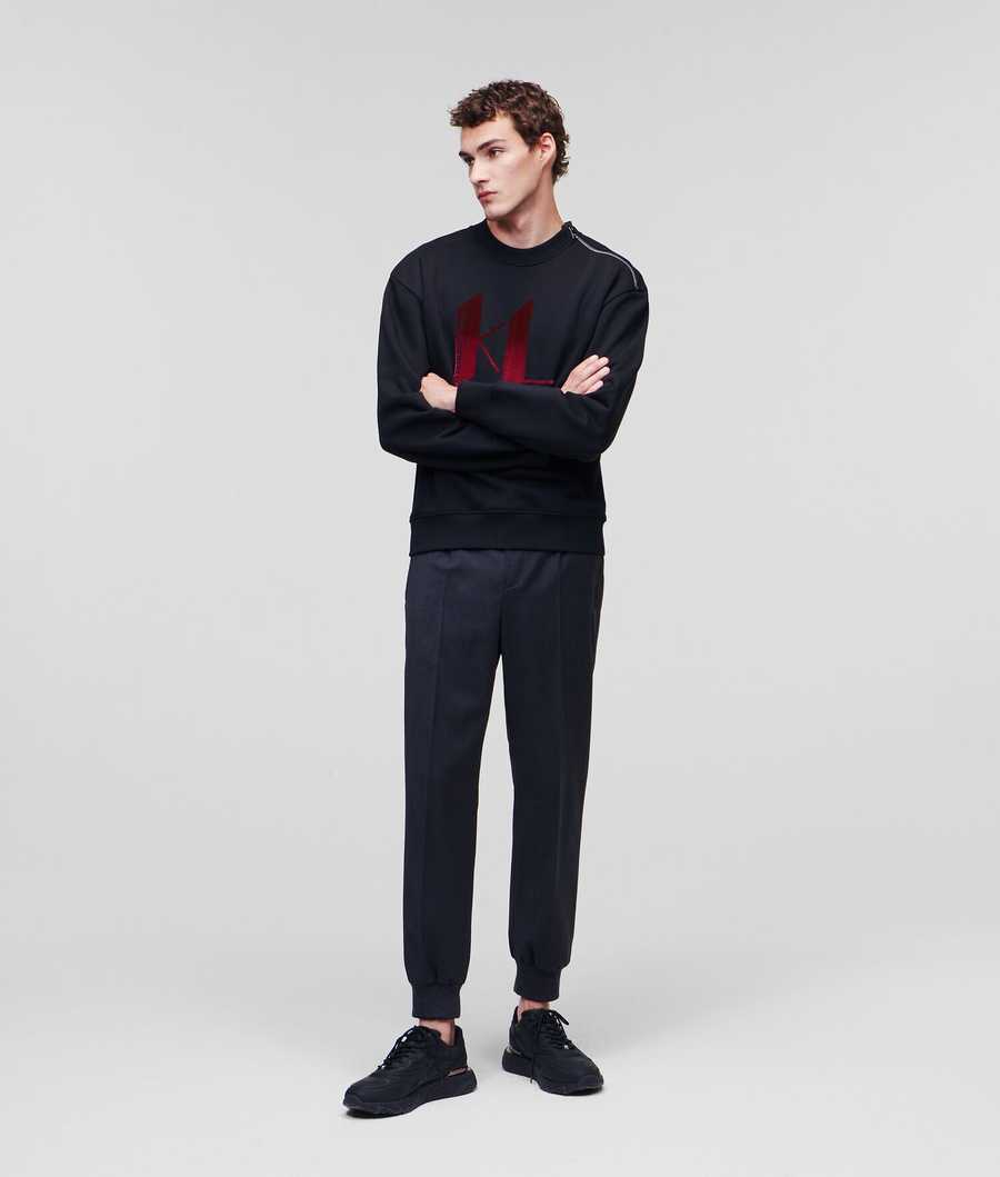 Black Men's Karl Lagerfeld Ombré Karl Monogram Sweatshirts | AE953ENJB