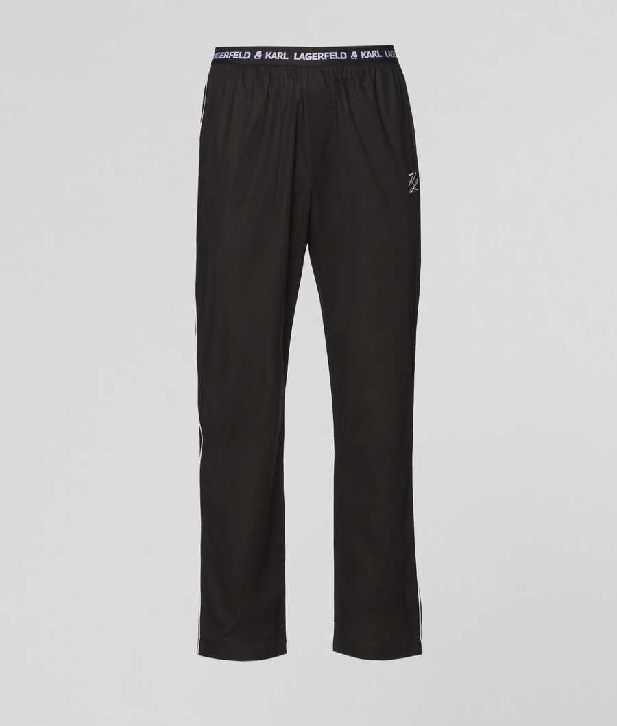 Black Men's Karl Lagerfeld Piped Pajama Pants Sleepwear | AE534RGLZ