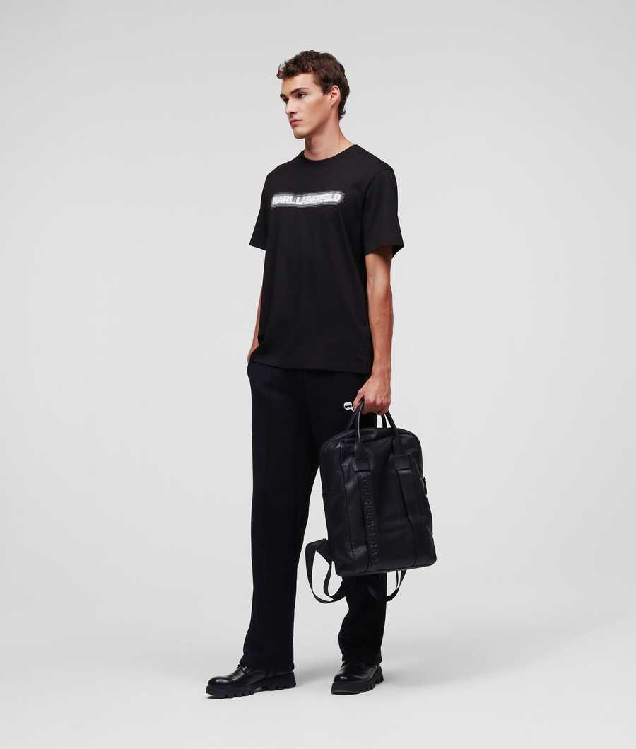 Black Men's Karl Lagerfeld Pixel Karl Logo T-Shirts | AE321RWBL