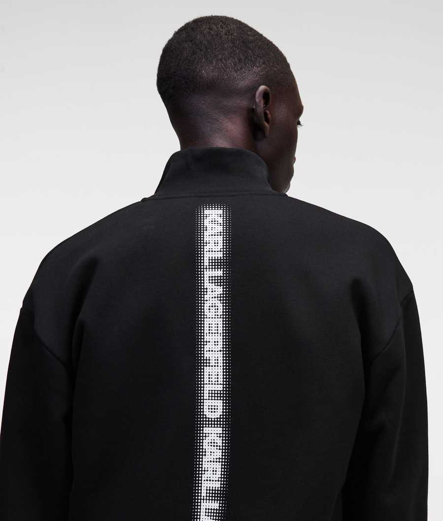 Black Men's Karl Lagerfeld Pixel Karl Logo Zip-up Sweatshirts | AE954AUTR