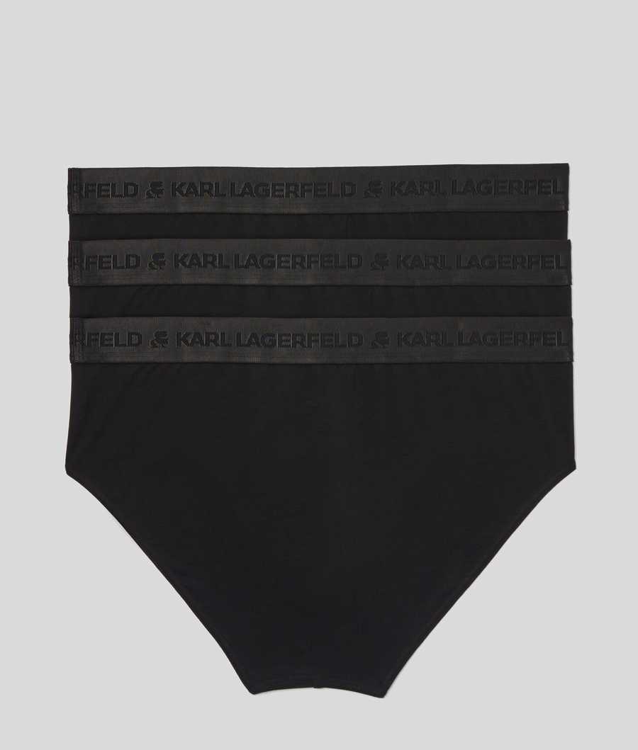 Black Men's Karl Lagerfeld Premium Karl Logo Brief – 3 Pack Underwear | AE026OZRF