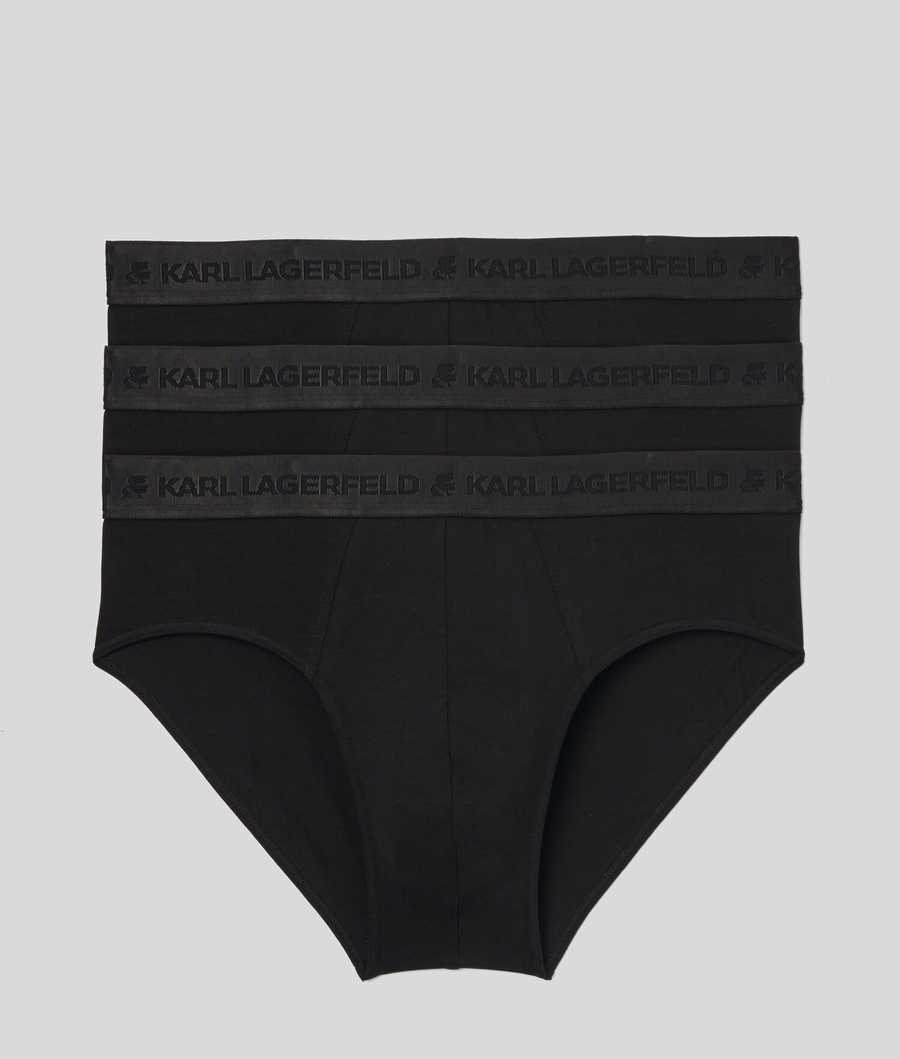 Black Men\'s Karl Lagerfeld Premium Karl Logo Brief – 3 Pack Underwear | AE026OZRF