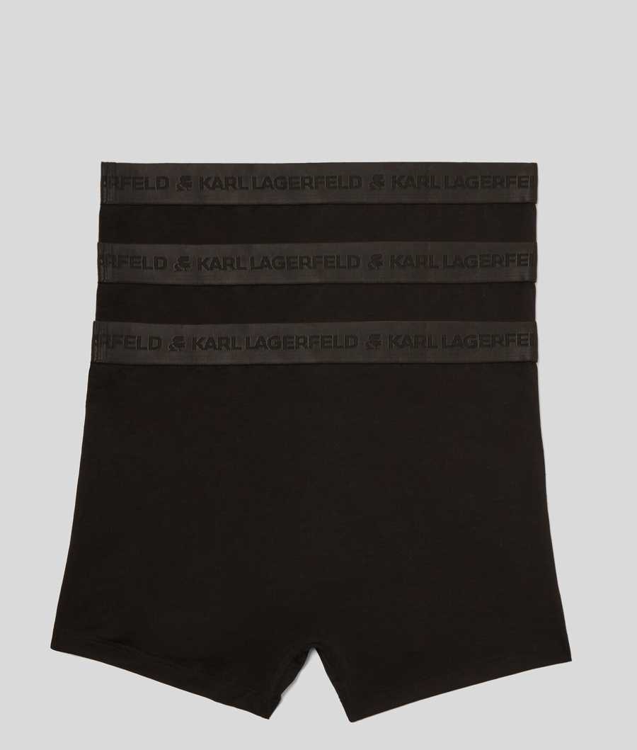 Black Men's Karl Lagerfeld Premium Karl Logo Trunks – 3 Pack Underwear | AE481ITQF