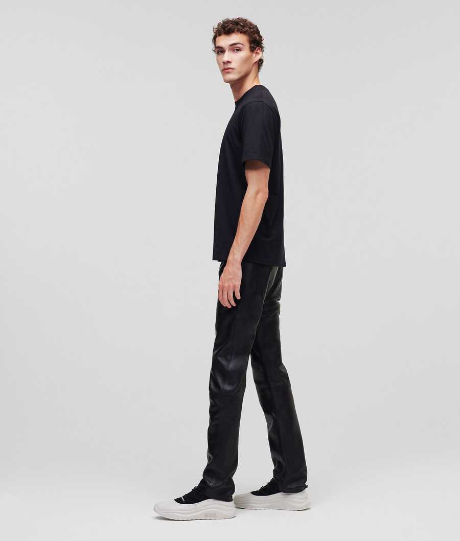 Black Men's Karl Lagerfeld Premium Leather Pants | AE541LXJT