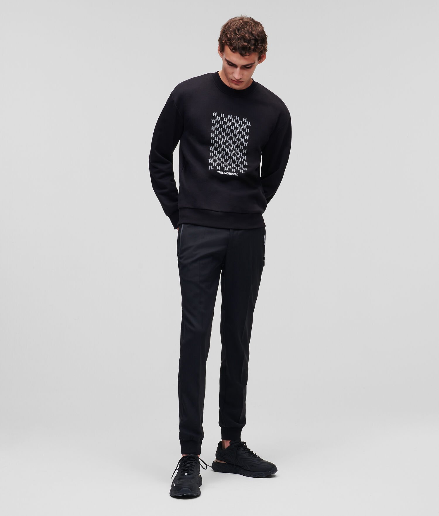 Black Men's Karl Lagerfeld Reflective Karl Monogram Sweatshirts | AE253YRDW