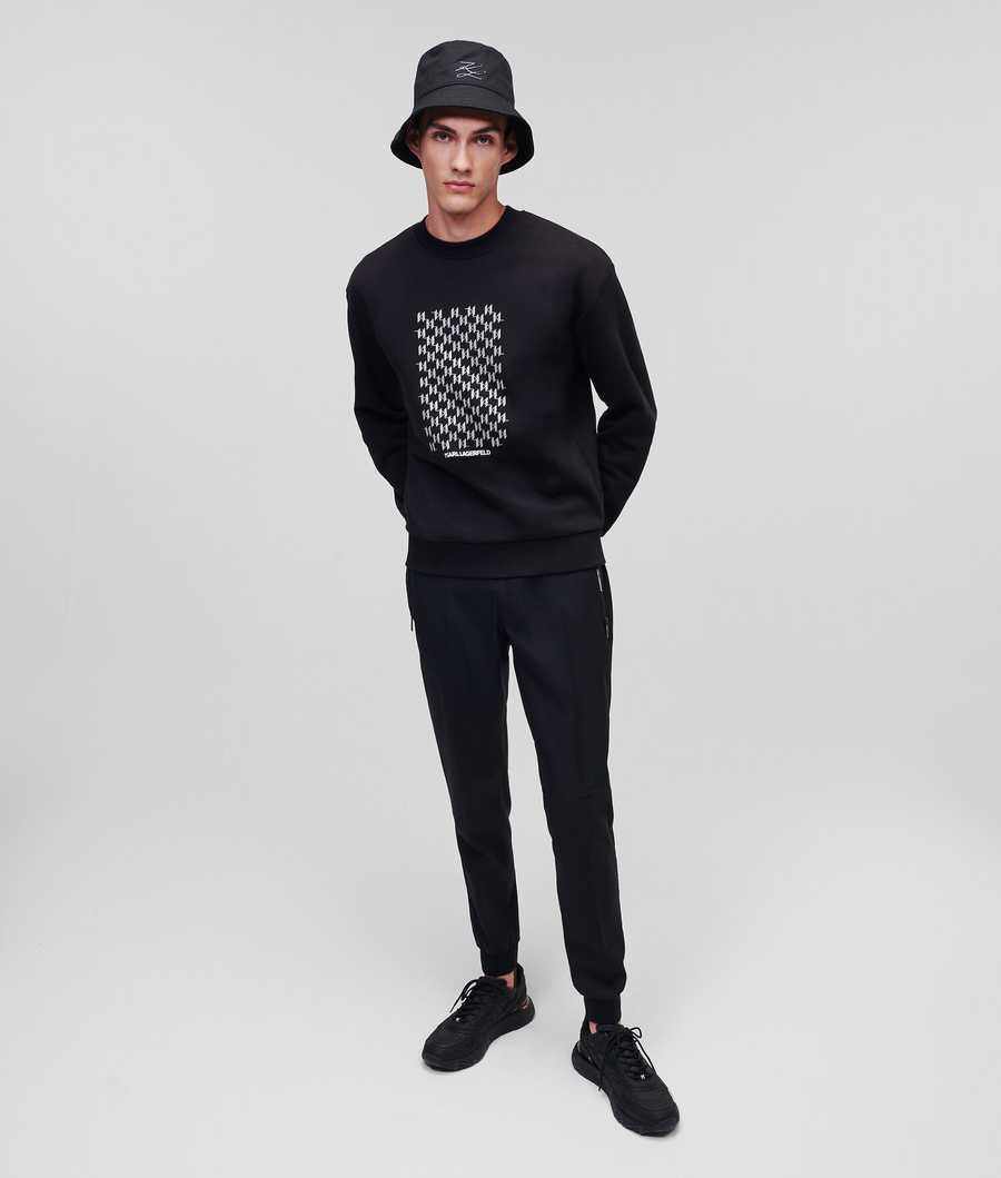 Black Men's Karl Lagerfeld Reflective Karl Monogram Sweatshirts | AE253YRDW