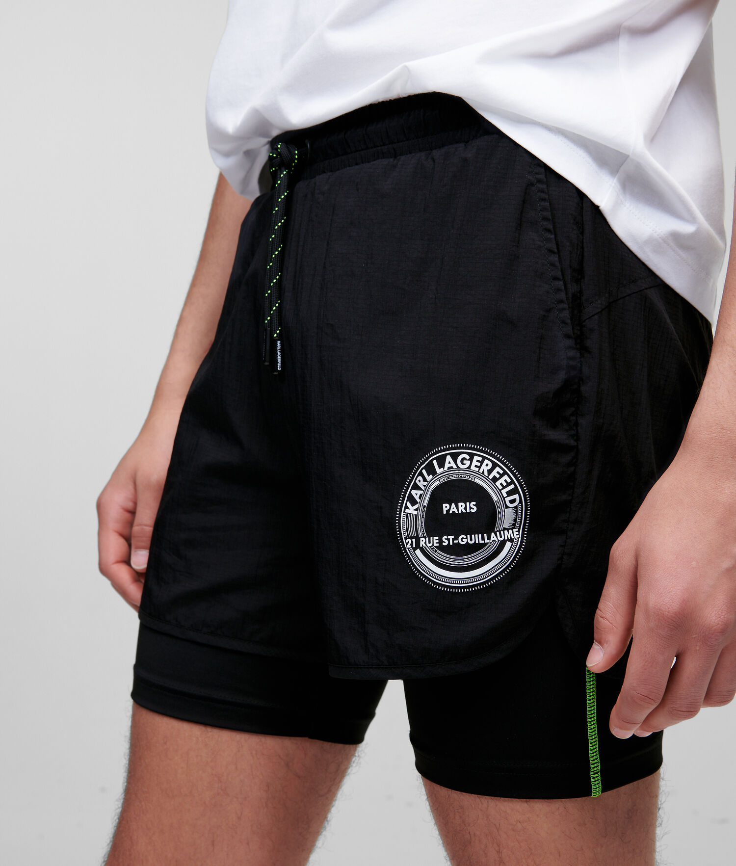 Black Men's Karl Lagerfeld Rue St-guillaume Double Layer Shorts Shorts | AE506MQFT