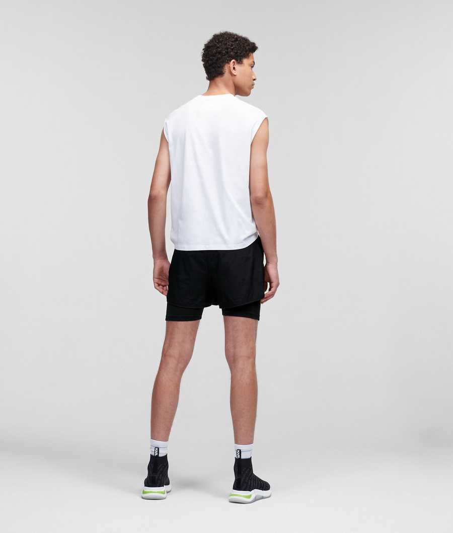 Black Men's Karl Lagerfeld Rue St-guillaume Double Layer Shorts Shorts | AE506MQFT