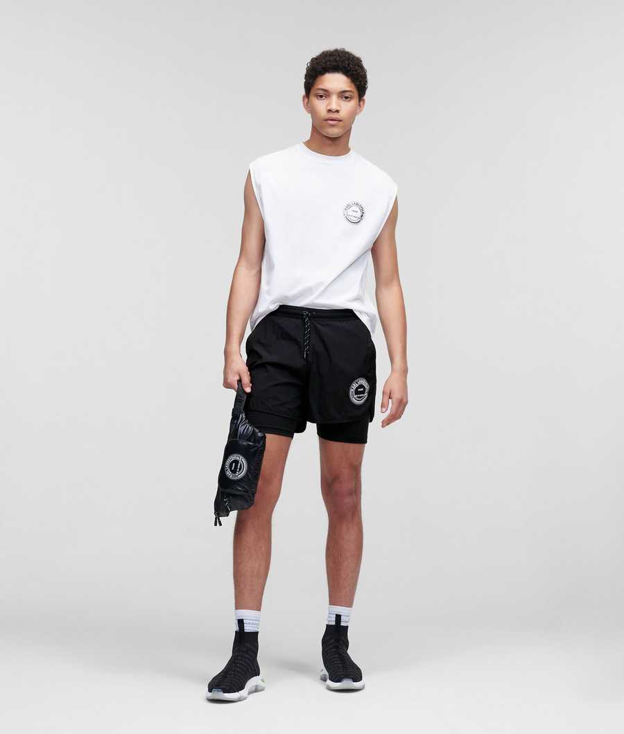 Black Men's Karl Lagerfeld Rue St-guillaume Double Layer Shorts Shorts | AE506MQFT