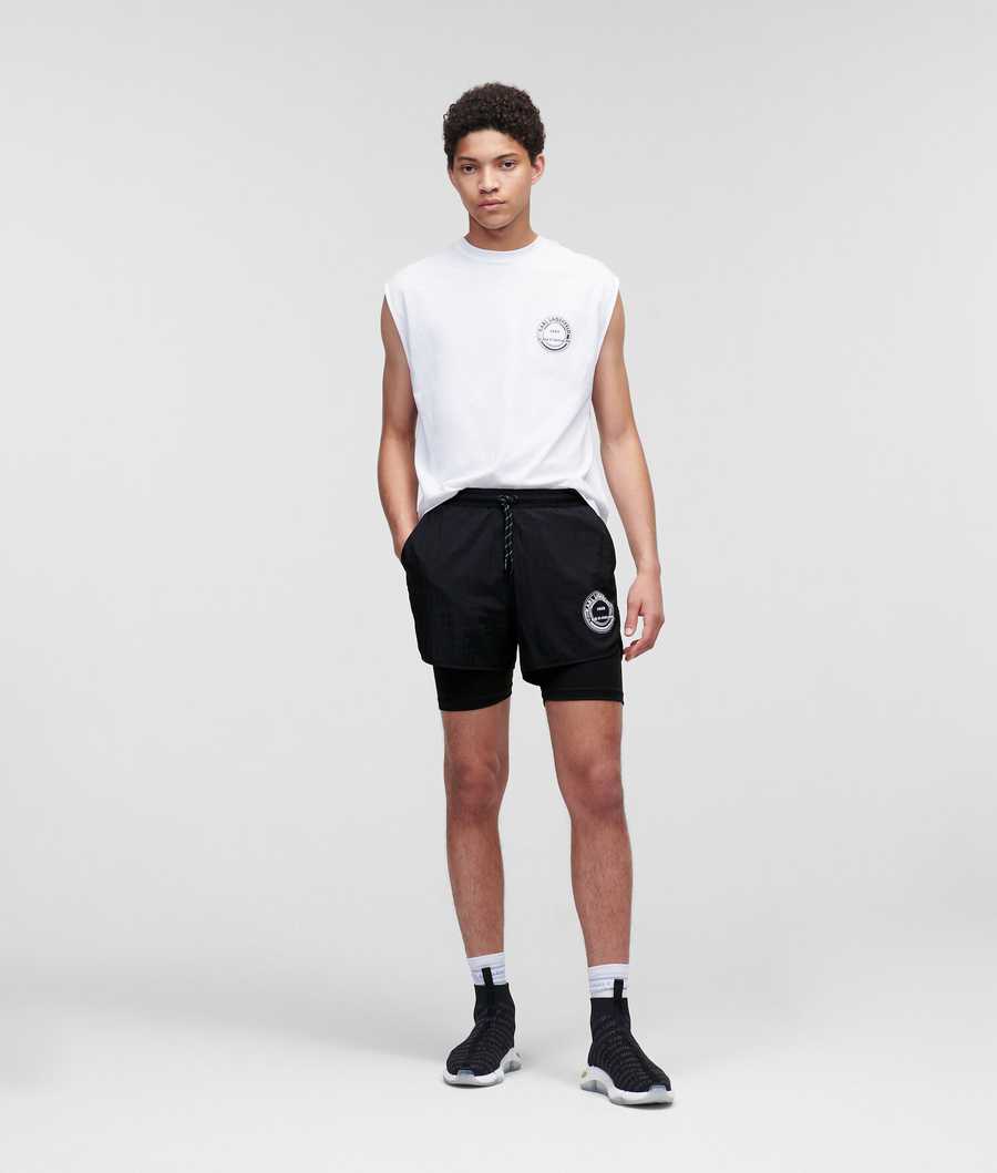 Black Men\'s Karl Lagerfeld Rue St-guillaume Double Layer Shorts Shorts | AE506MQFT