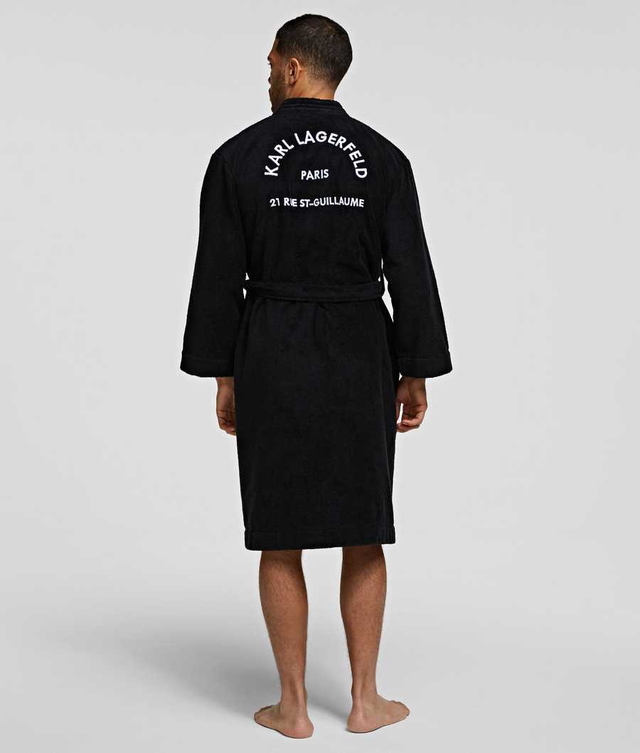 Black Men's Karl Lagerfeld Rue St-guillaume Bathrobe Loungewear | AE632RGPW