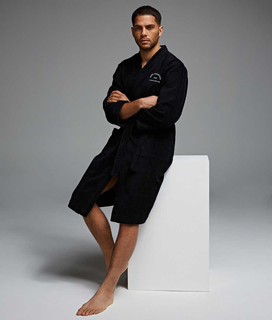 Black Men's Karl Lagerfeld Rue St-guillaume Bathrobe Loungewear | AE632RGPW