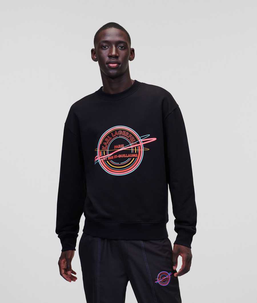 Black Men's Karl Lagerfeld Rue St-guillaume Sweatshirts | AE739AKBY