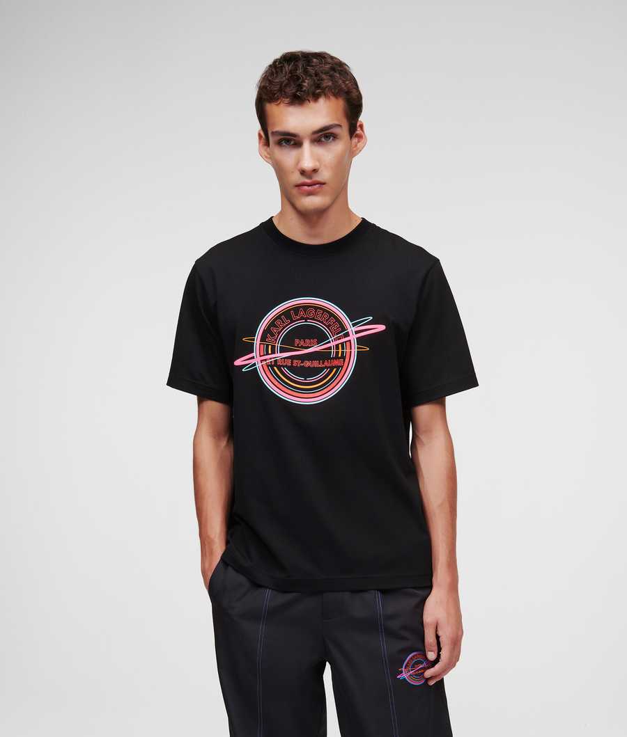 Black Men's Karl Lagerfeld Rue St-guillaume T-Shirts | AE739BNAM