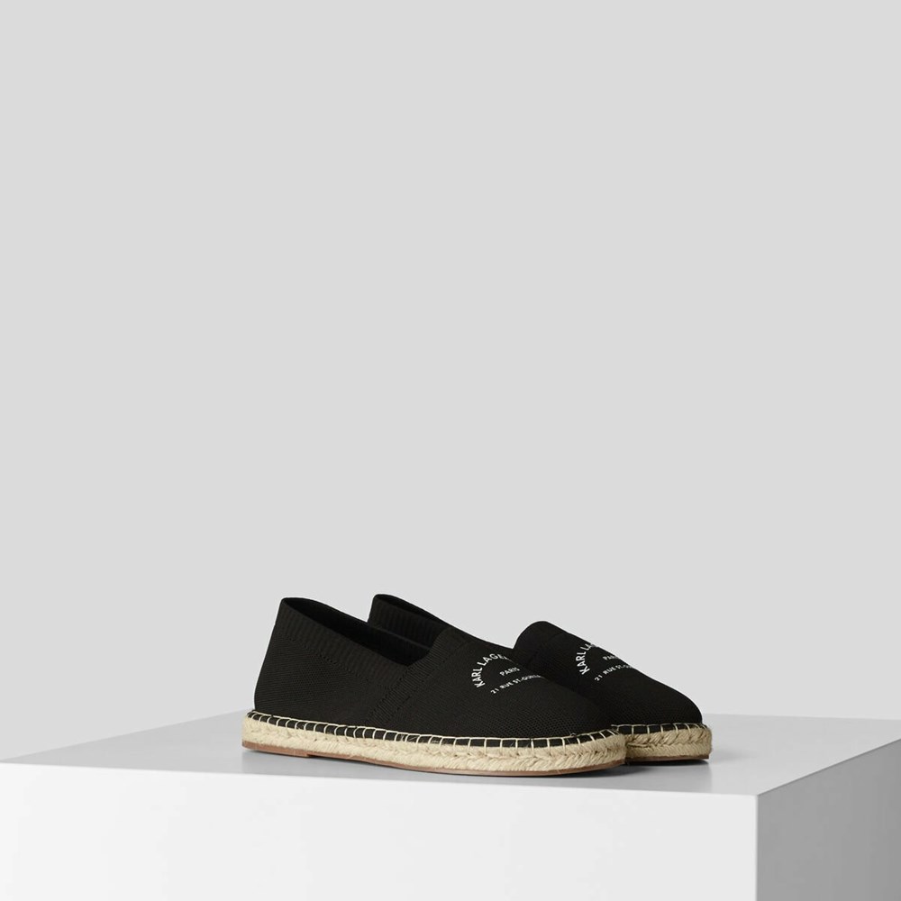 Black Men\'s Karl Lagerfeld Rue St-guillaume Kamino Espadrilles Sandals & Flats | AE832ENLT