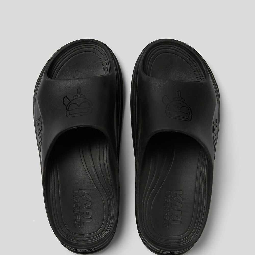 Black Men's Karl Lagerfeld Skoona Plexikonic Slides Sandals & Flats | AE387SPJD