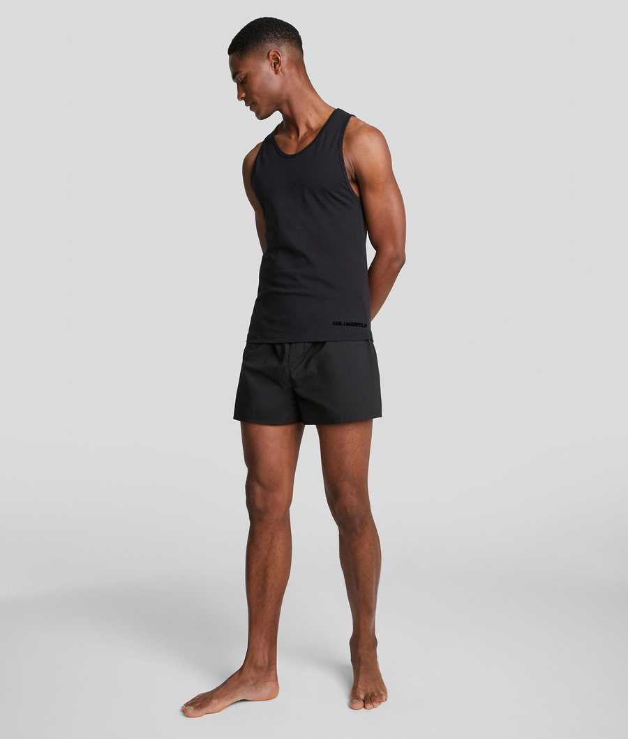 Black Men's Karl Lagerfeld Tank Top - 2 Pack Underwear | AE218YAIQ