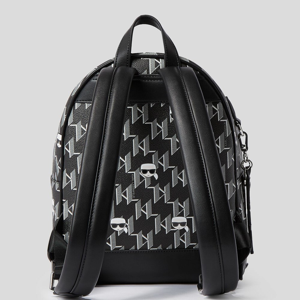 Black / Multicolor Women's Karl Lagerfeld K/Ikonik Monogram Small Backpacks | AE347KSVG