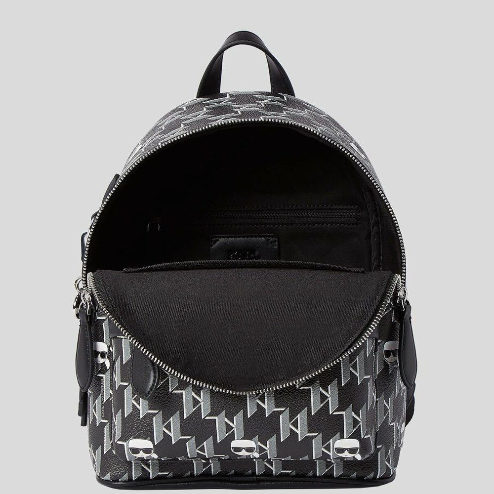 Black / Multicolor Women's Karl Lagerfeld K/Ikonik Monogram Small Backpacks | AE347KSVG