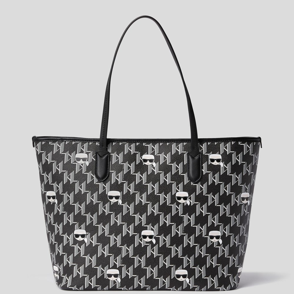 Black / Multicolor Women's Karl Lagerfeld K/Ikonik Monogram All-over-print Tote Bags | AE409SQYX