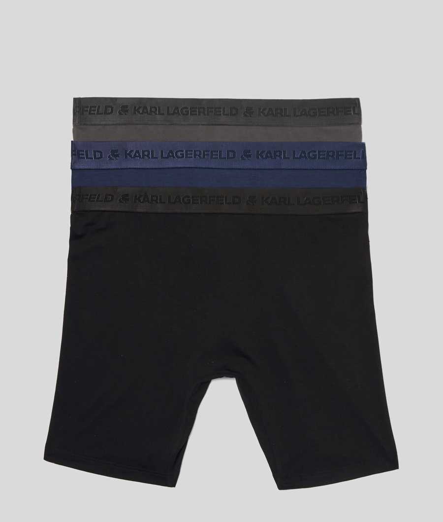 Black / Navy / Grey Men's Karl Lagerfeld Premium Karl Logo Boxers – 3 Pack Underwear | AE879EHKV