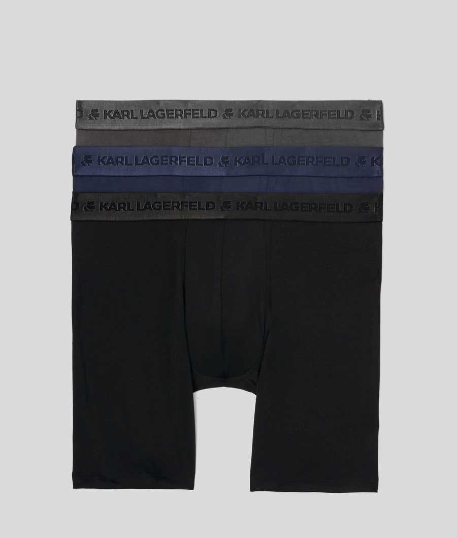 Black / Navy / Grey Men\'s Karl Lagerfeld Premium Karl Logo Boxers – 3 Pack Underwear | AE879EHKV