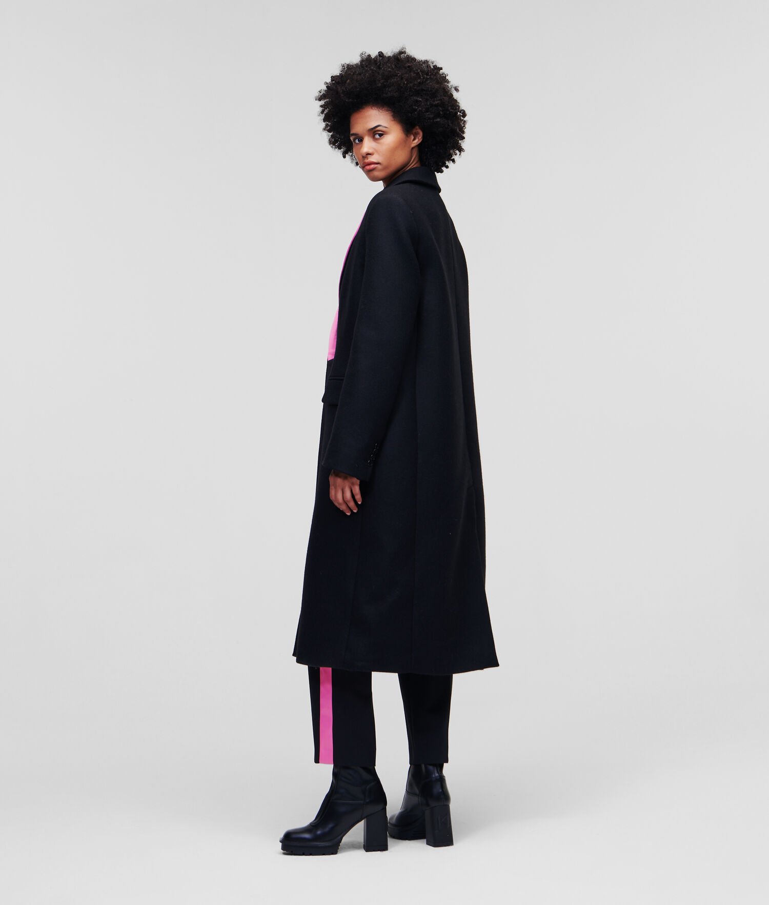 Black / Pink Women's Karl Lagerfeld Colour-pop Lapel Tailored Coats | AE307VRZN