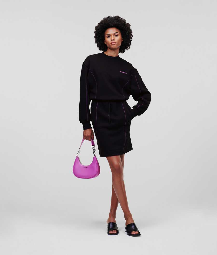 Black / Pink Women's Karl Lagerfeld Contrast Dresses | AE108MCJN