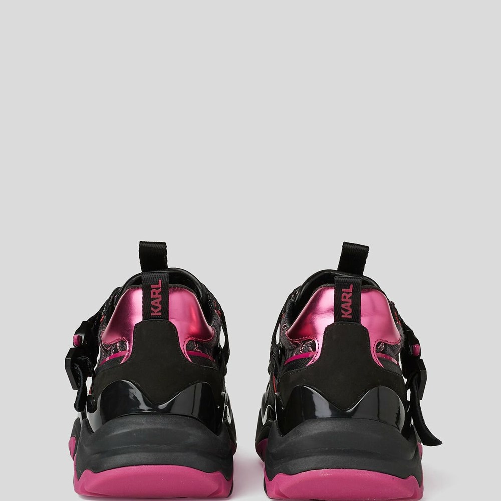 Black / Pink Women's Karl Lagerfeld Gemini Karl Klip Krossmesh Runners Sneakers | AE174CISK