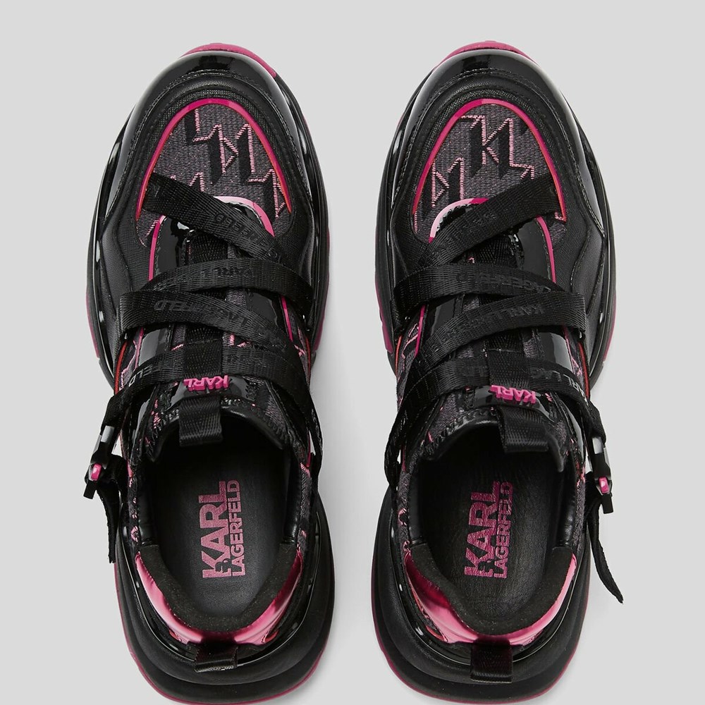 Black / Pink Women's Karl Lagerfeld Gemini Karl Klip Krossmesh Runners Sneakers | AE174CISK