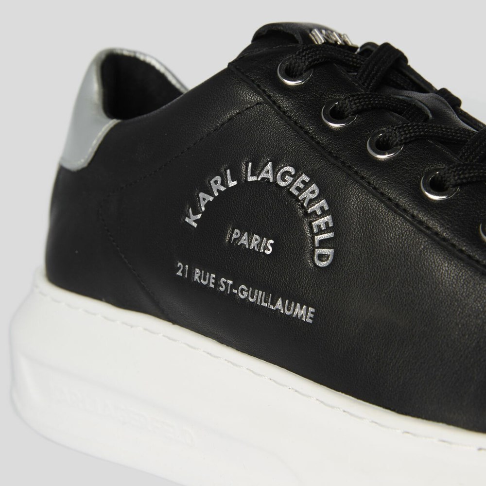 Black / Silver Women's Karl Lagerfeld Rue St-guillaume Logo Kapri Sneakers | AE315TFBU