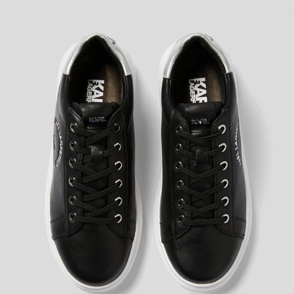 Black / Silver Women's Karl Lagerfeld Rue St-guillaume Logo Kapri Sneakers | AE315TFBU